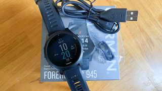 Garmin Forerunner 945 on a box