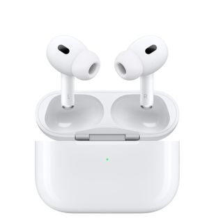 Apple Airpods Pro with charging case on a white background